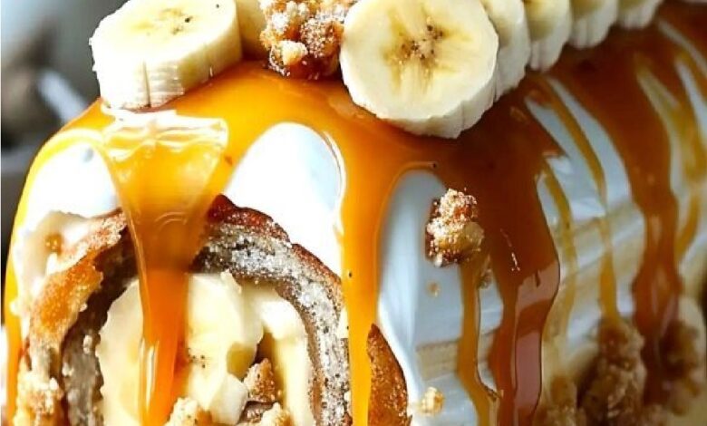 طريقة تحضير رول الموز والكراميل