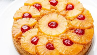 طريقة تحضير كيكة الأناناس المقلوبة