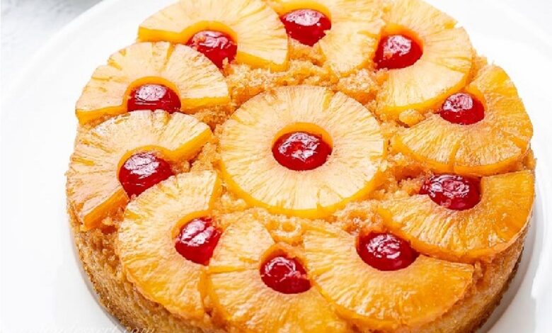 طريقة تحضير كيكة الأناناس المقلوبة