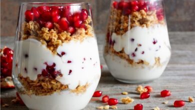 طريقة تحضير حلى الرمان بجرانولا الشوفان