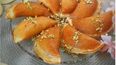 طريقة تحضير قطايف مشوية بالجبن والفستق الحلبي