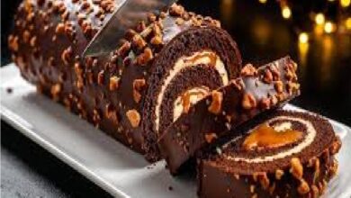 طريقة تحضير رول الشوكولاتة بالقشطة