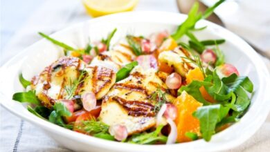 طريقة تحضير سلطة جبن الحلوم بصوص العسل للرجيم